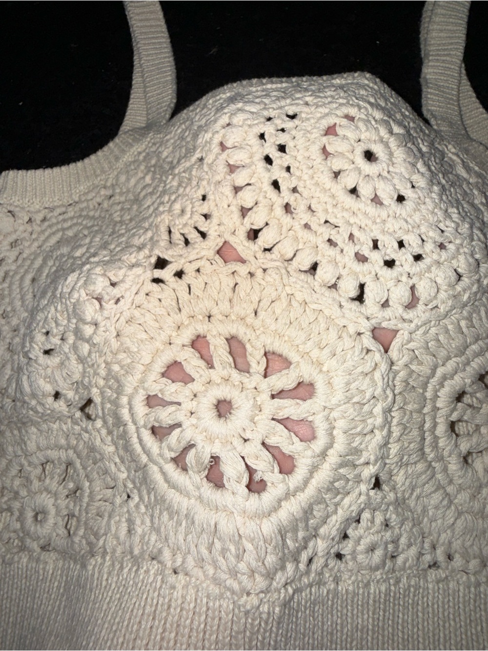 UEC J.CREW  Cropped crochet tank top in silk-cotton blend tan cream SZ MED - Picture 4 of 11